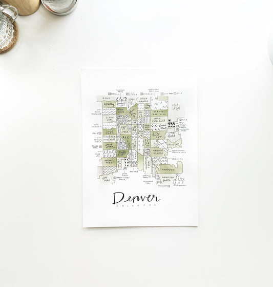 Hand Painted Denver Map