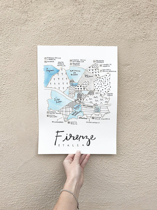 Hand Painted Florence Map