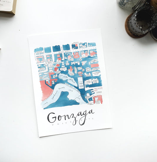 Hand Painted Gonzaga University Campus Map