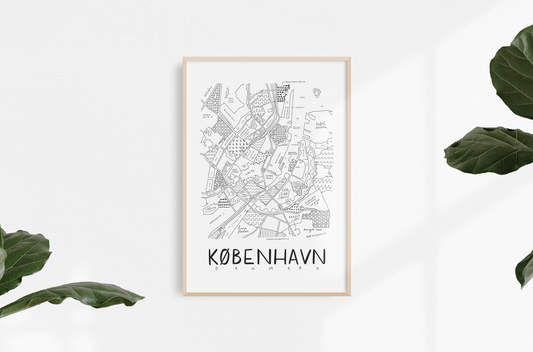 Copenhagen (Kobenhavn) Neighborhood Map Print