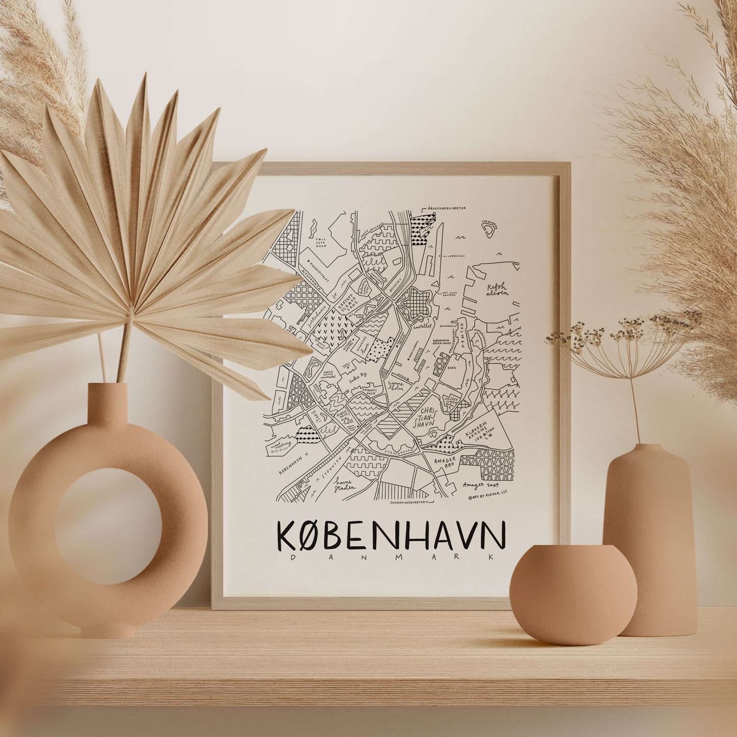 Copenhagen (Kobenhavn) Neighborhood Map Print