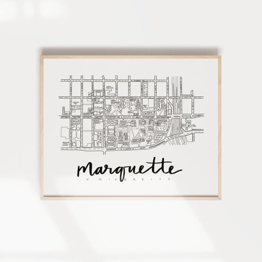 Framed map print of Marquette with a white background