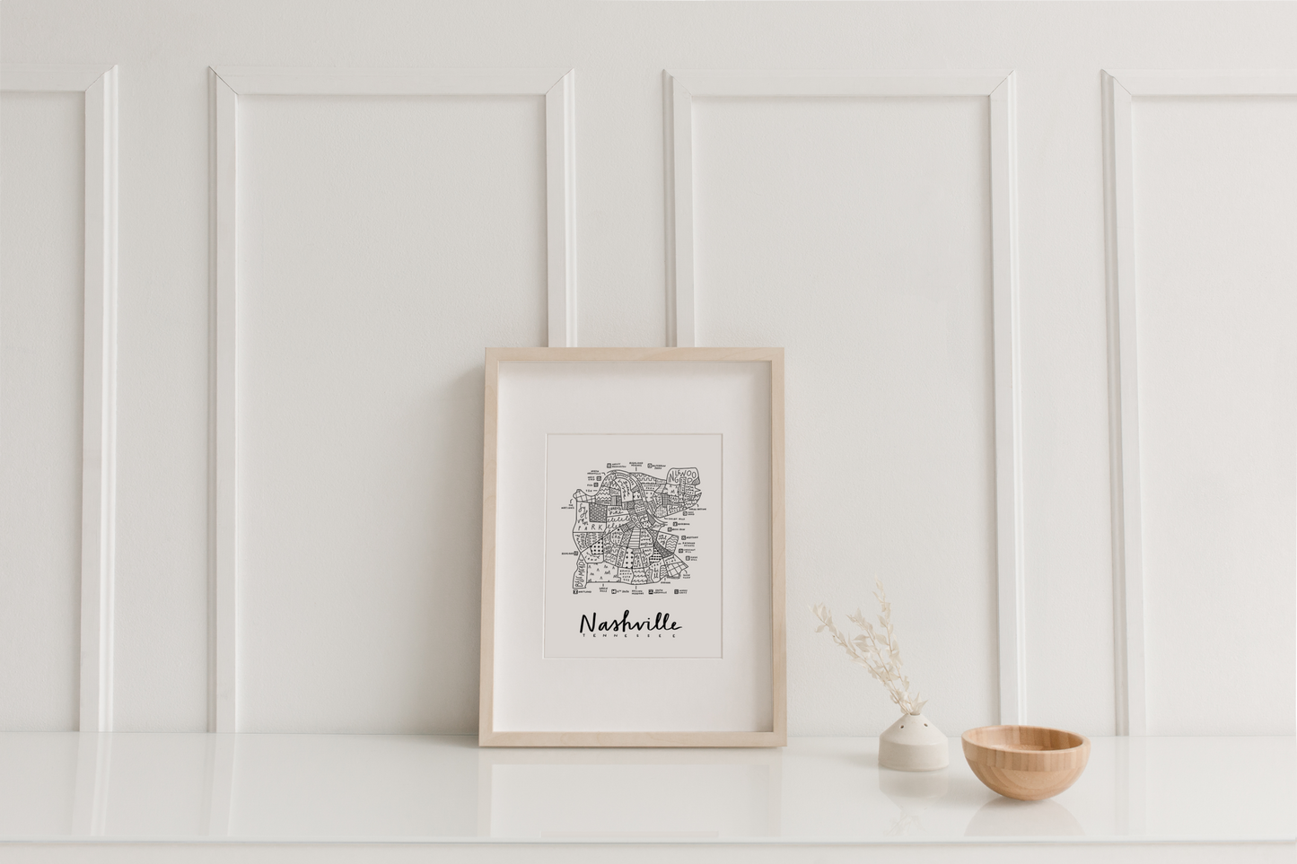 Nashville Neighborhood Map Print