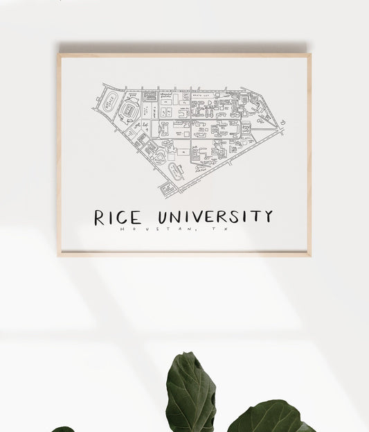 Rice University Campus Map Print
