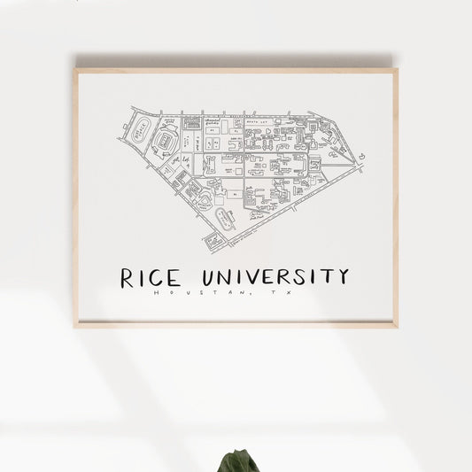 Rice University Campus Map Print