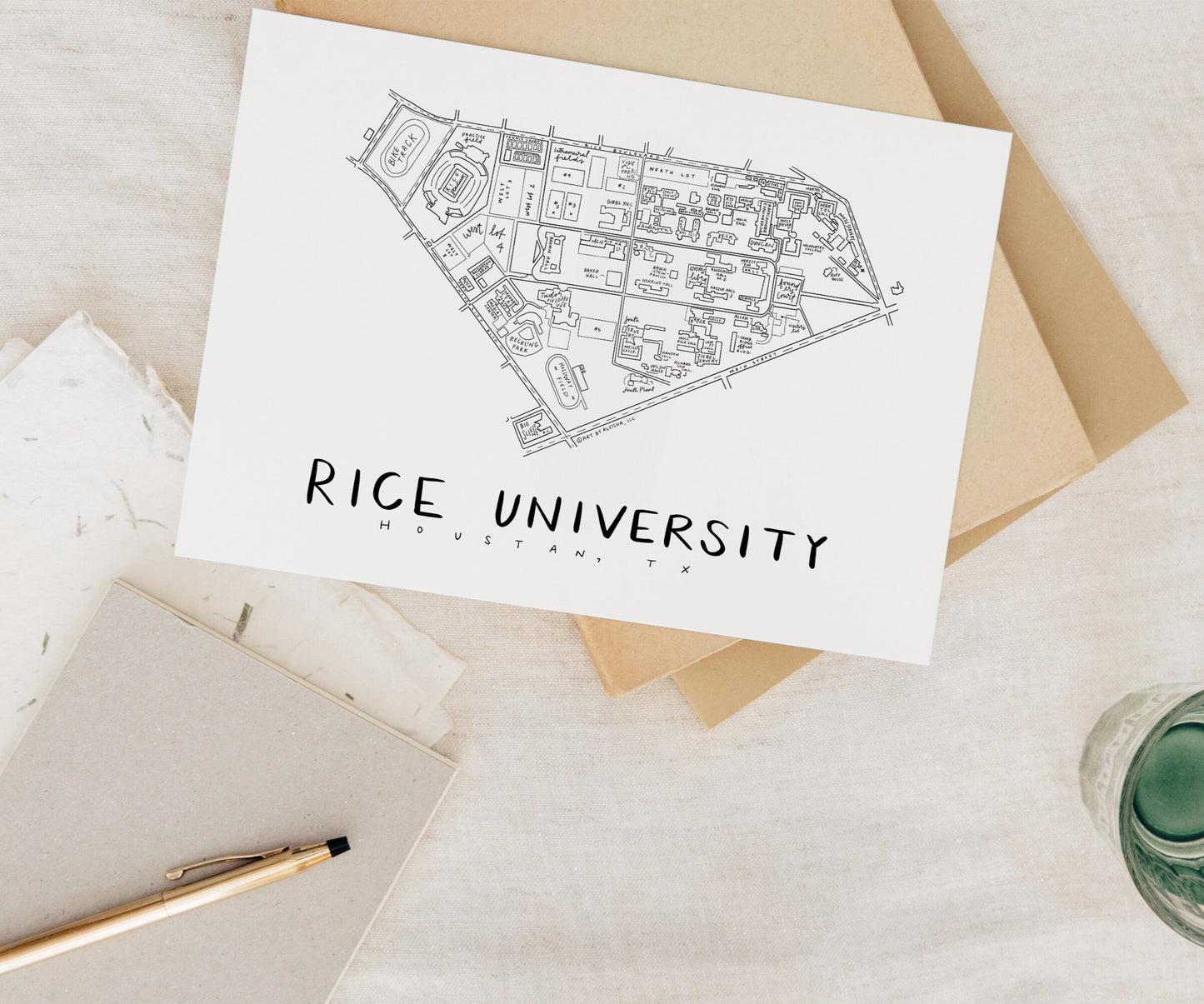 Rice University Campus Map Print