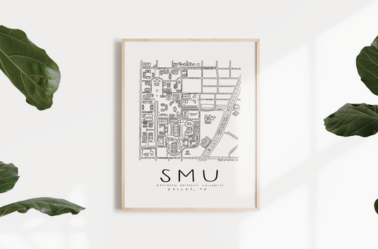 Southern Methodist University (SMU) Campus Map Print