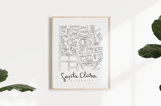 Santa Clara University Campus Map Print (Pre-2020)