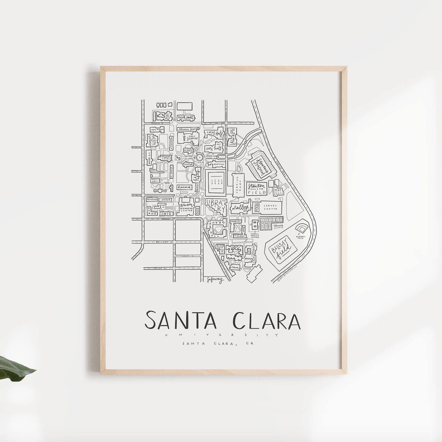 Santa Clara University (Updated 2025) Campus Map Print