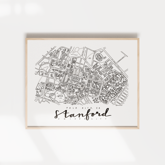 Stanford University Campus Map Print