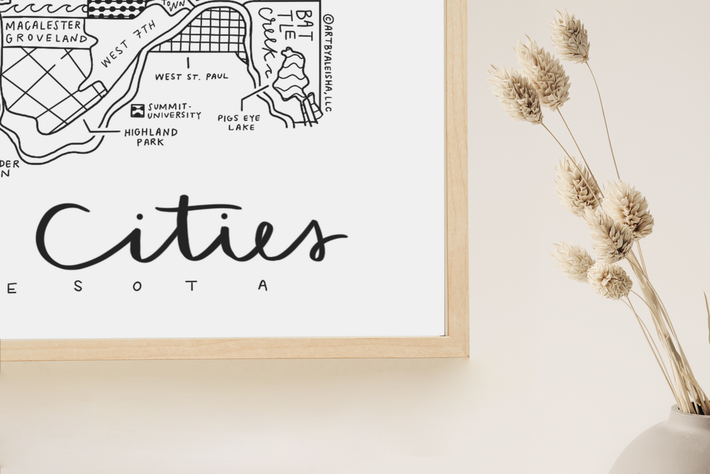 Twin Cities, MN Neighborhood Map Print (Minneapolis + Saint Paul)