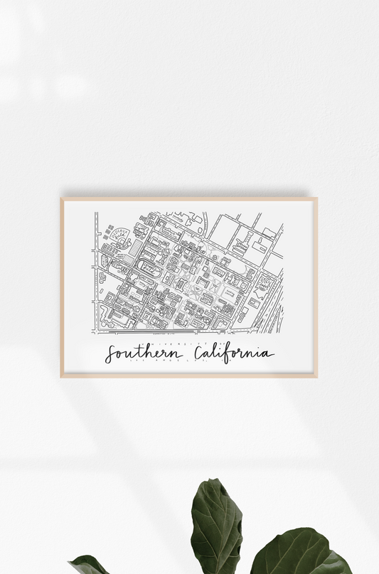 University of Southern California (USC) Campus Map Print