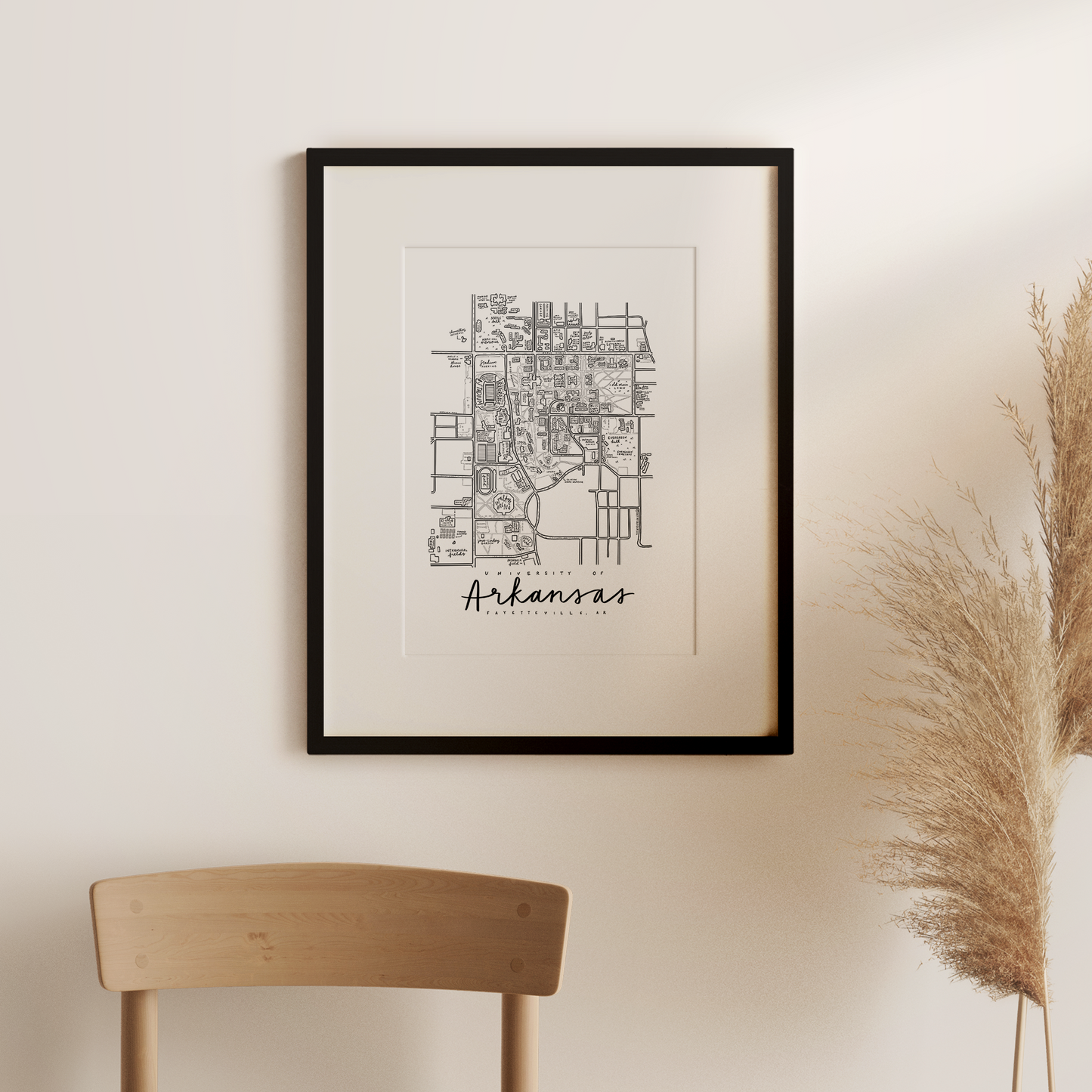 University of Arkansas Campus Map Print