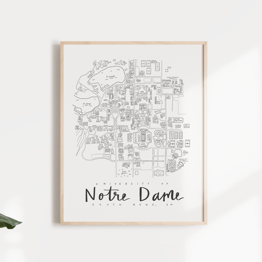 University of Notre Dame Campus Map Print