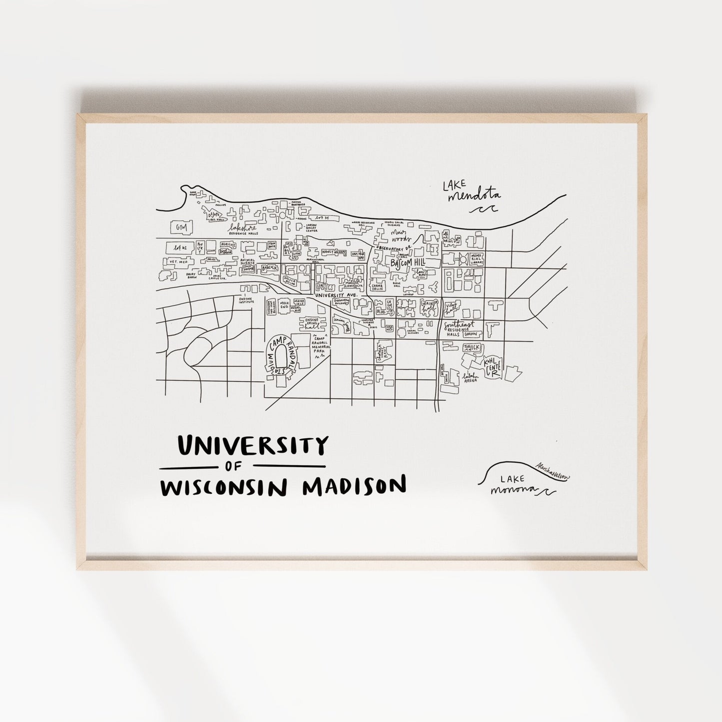 University of Wisconsin Madison Campus Map Print
