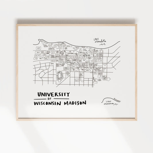 University of Wisconsin Madison Campus Map Print