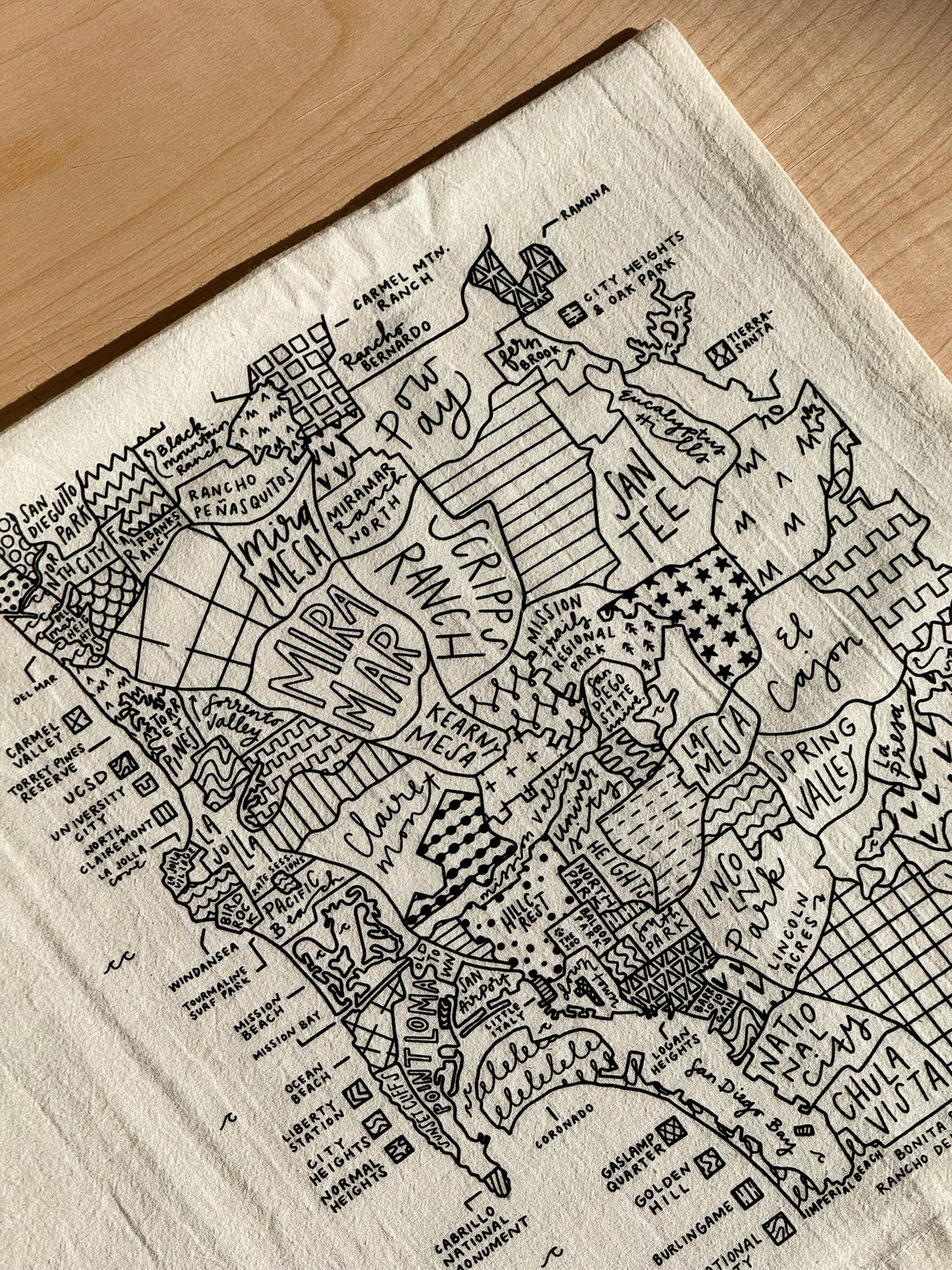 San Diego Map Tea Towel