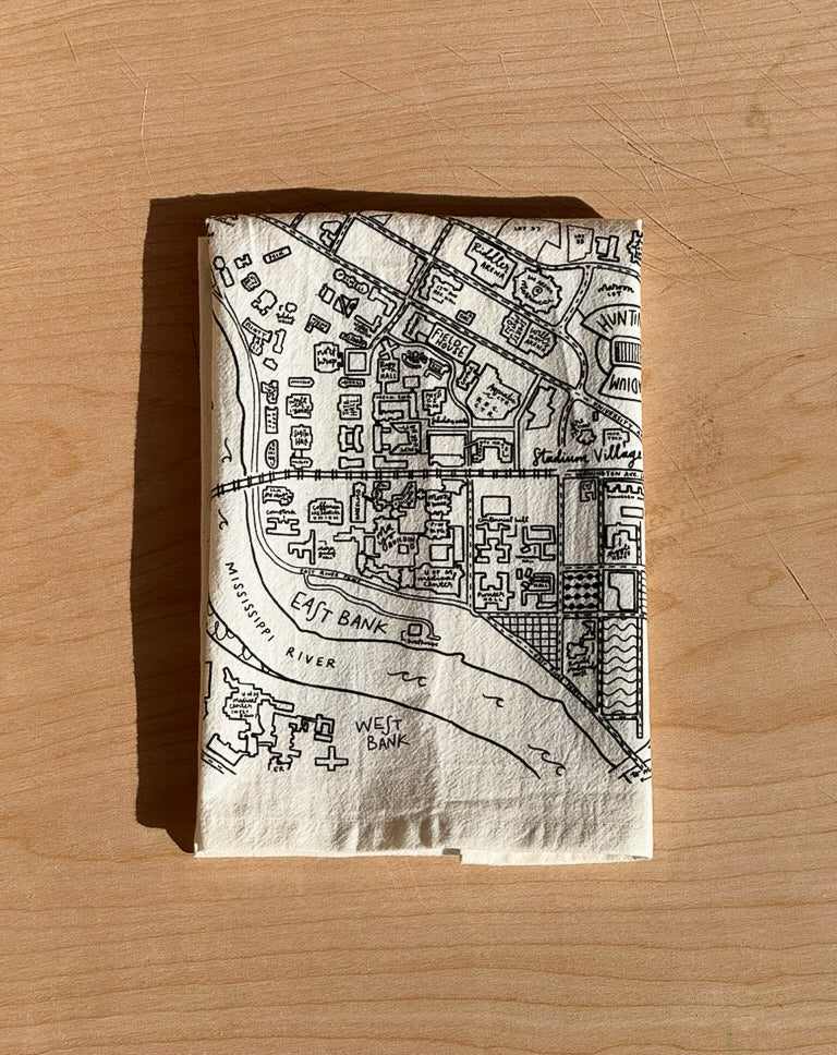 University of Minnesota Campus Map Tea Towel