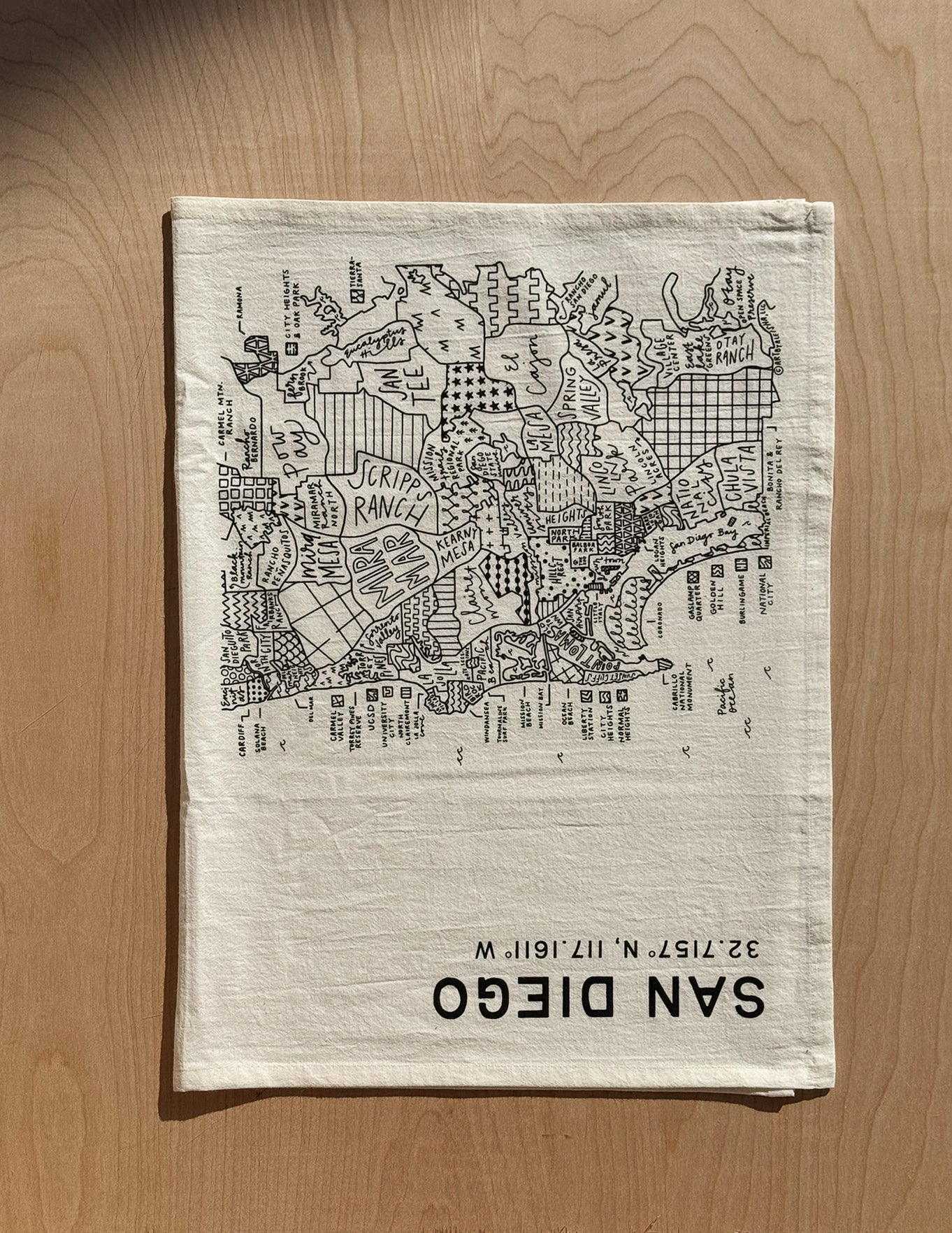 San Diego Map Tea Towel