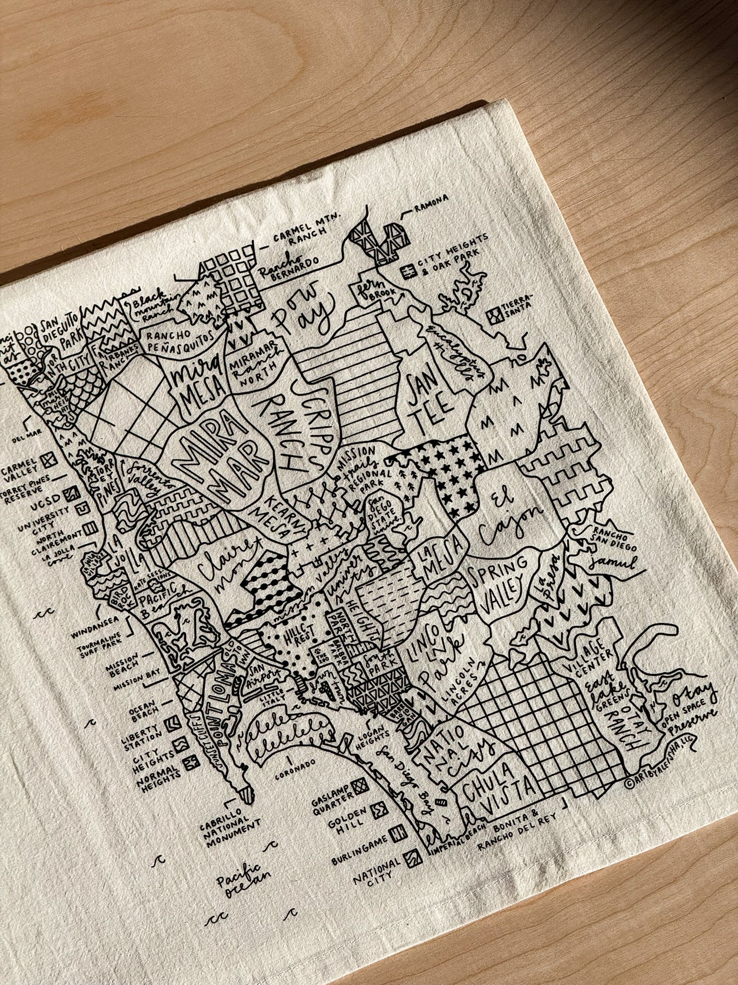 San Diego Map Tea Towel