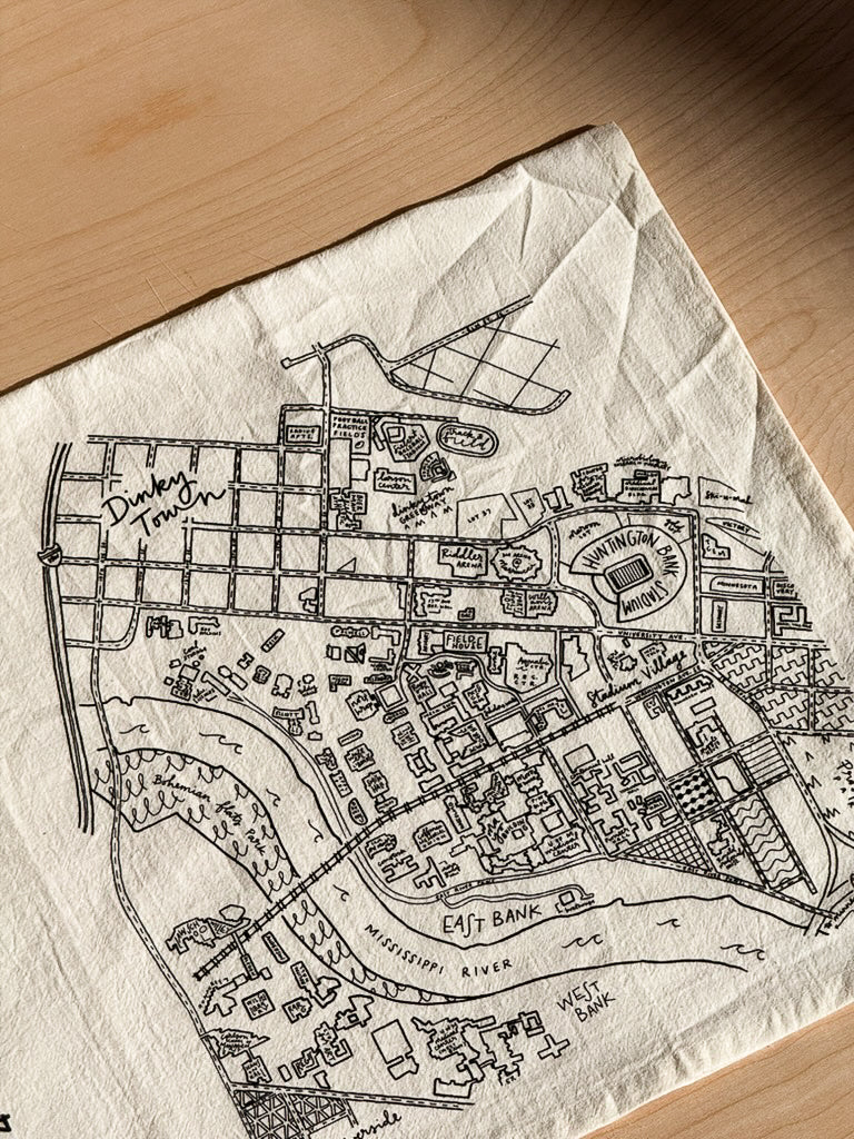 University of Minnesota Campus Map Tea Towel