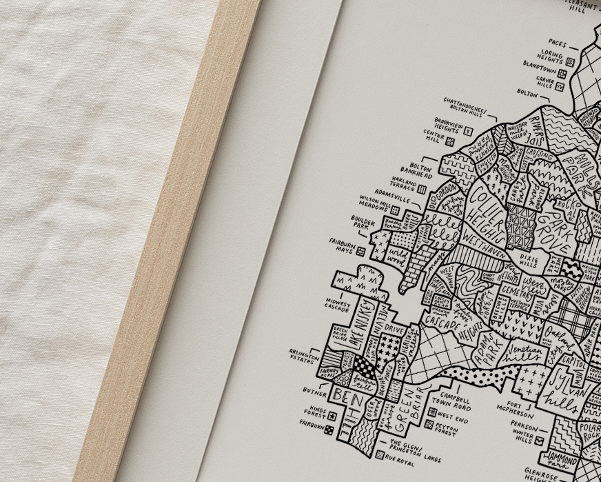 Community Map Print Atlanta Neighborhood Map Print – (BY) ALEISHA