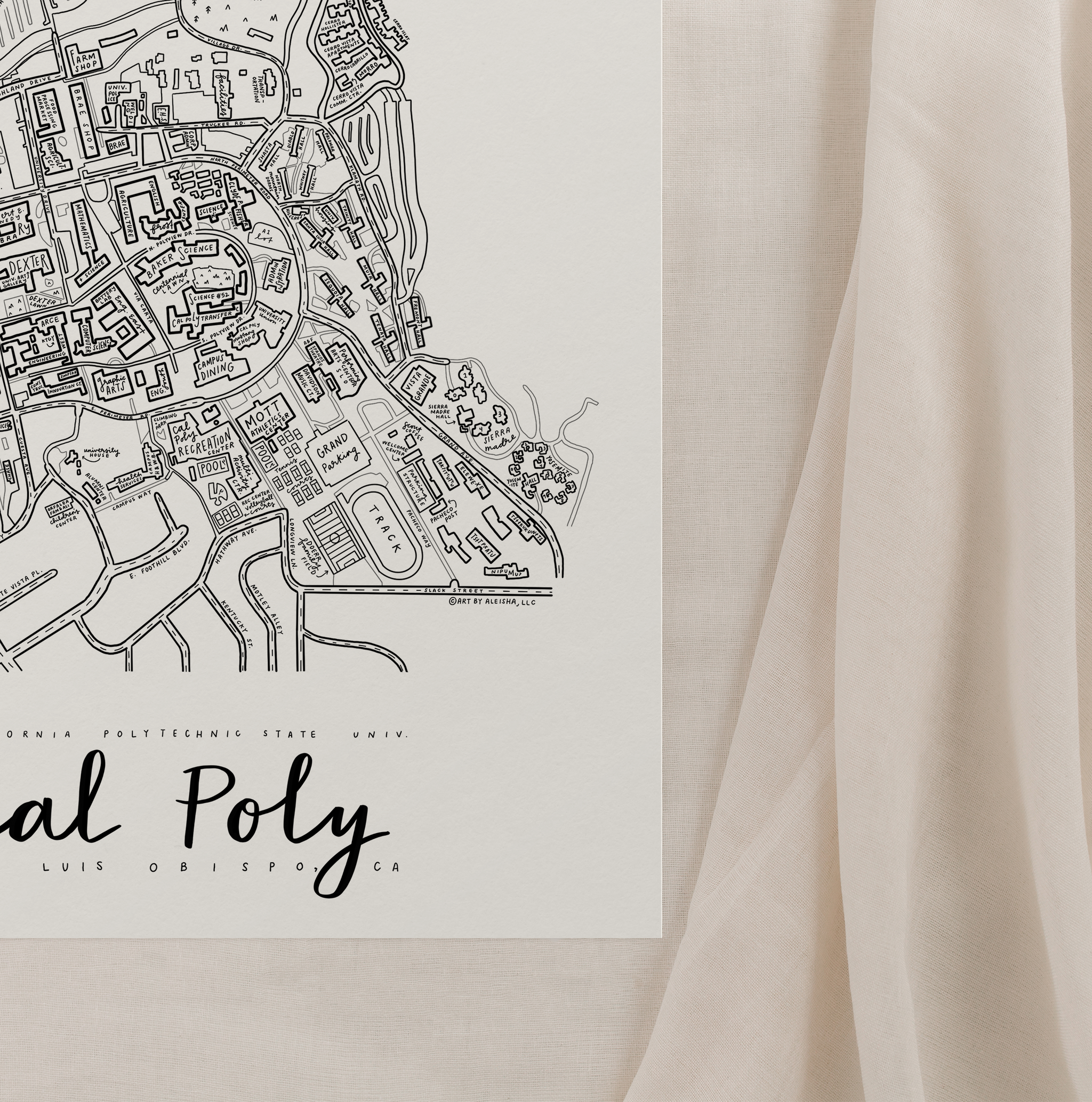 Cal Poly San Luis Obispo Campus Map Print – (BY) ALEISHA
