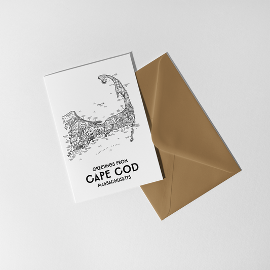 Cape Cod Map Greeting Card