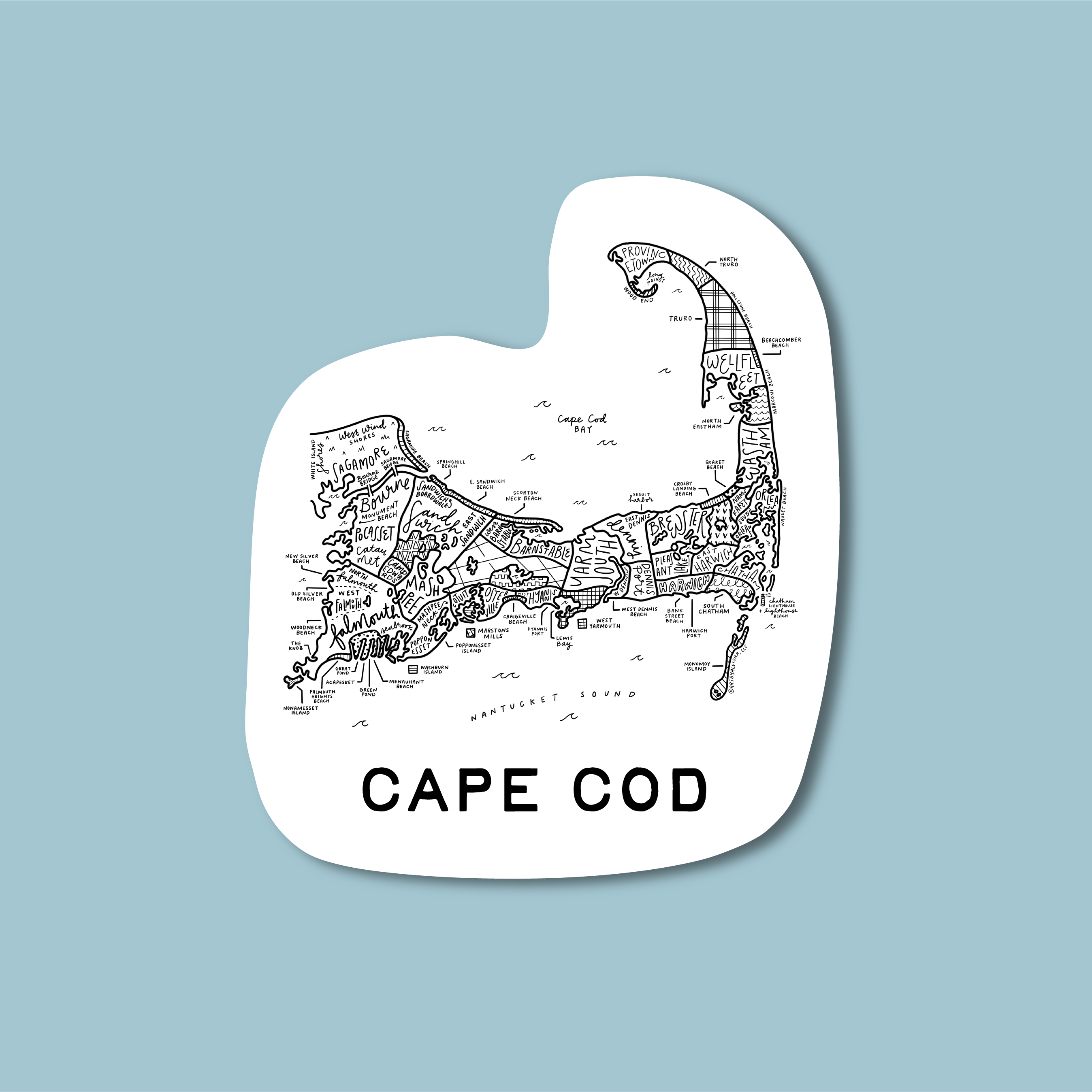 Cape Cod Sticker Map Cape Cod Map Sticker – (BY) ALEISHA