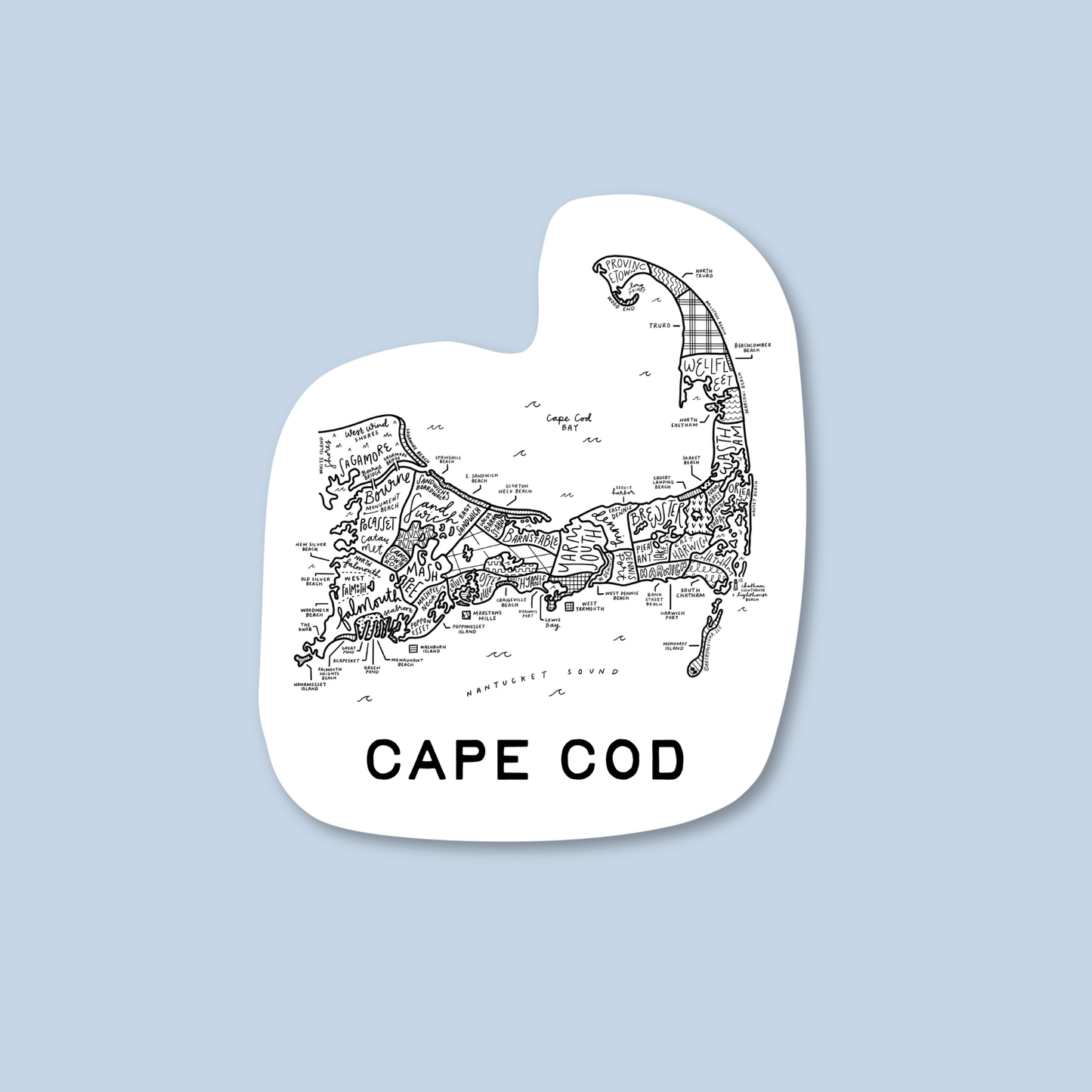 Cape Cod Map Sticker