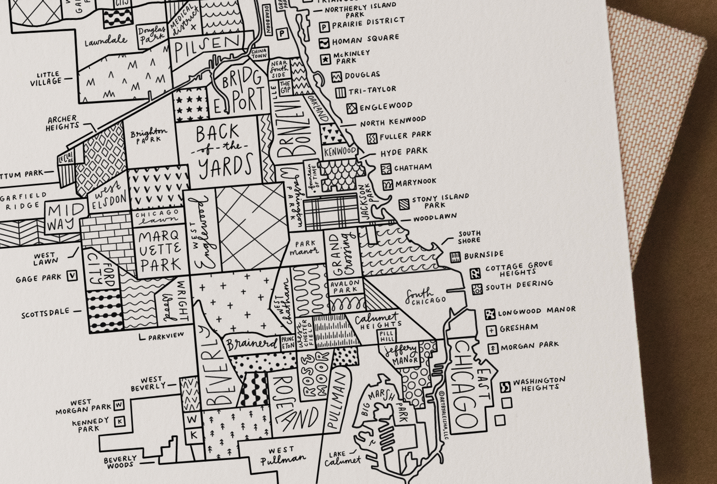 Chicago Neighborhood Map Print