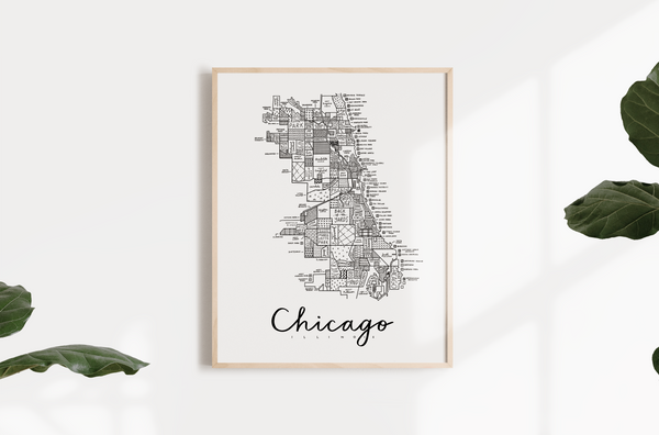 Chicago Neighborhood Map Print