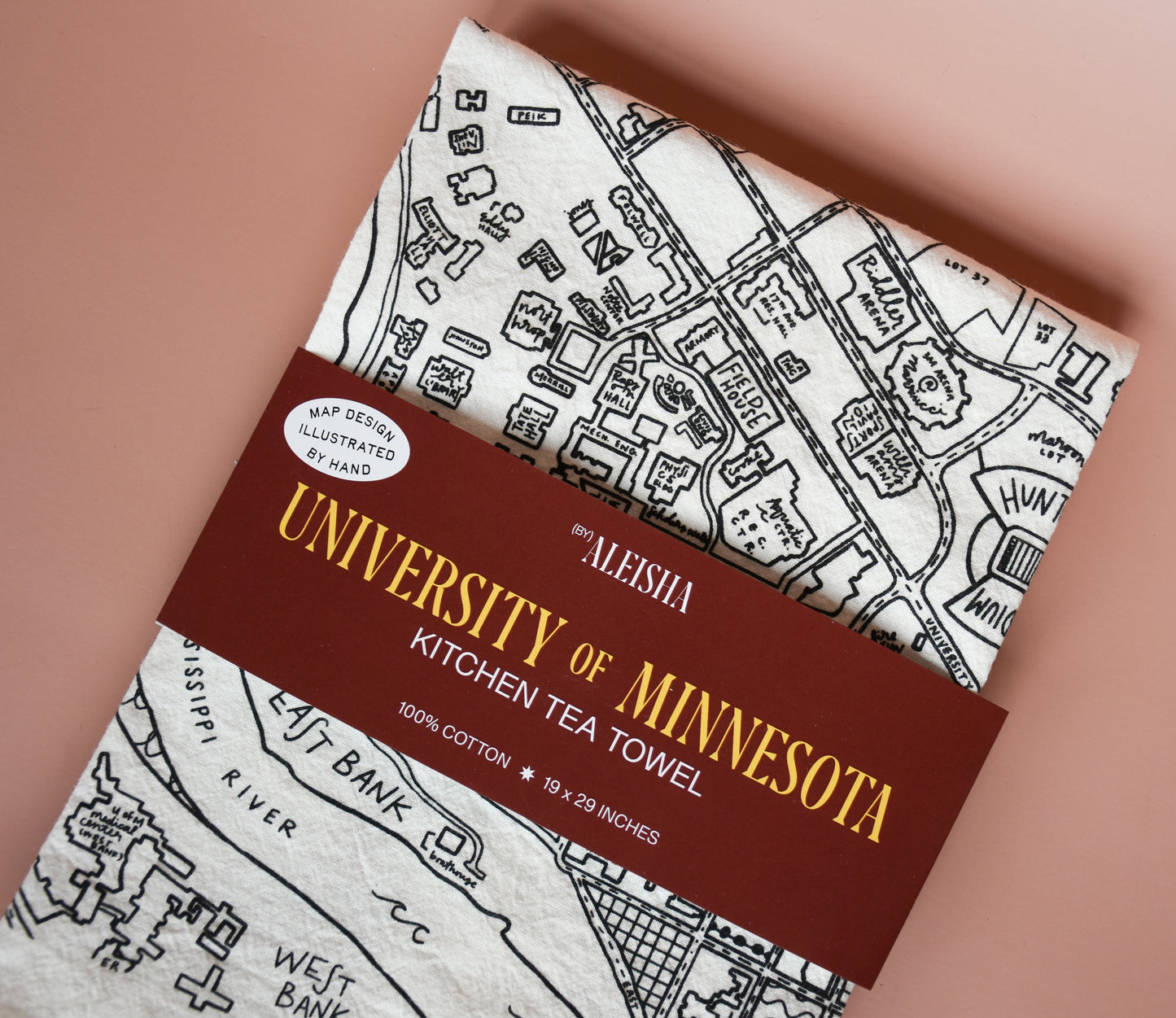 University of Minnesota Campus Map Tea Towel