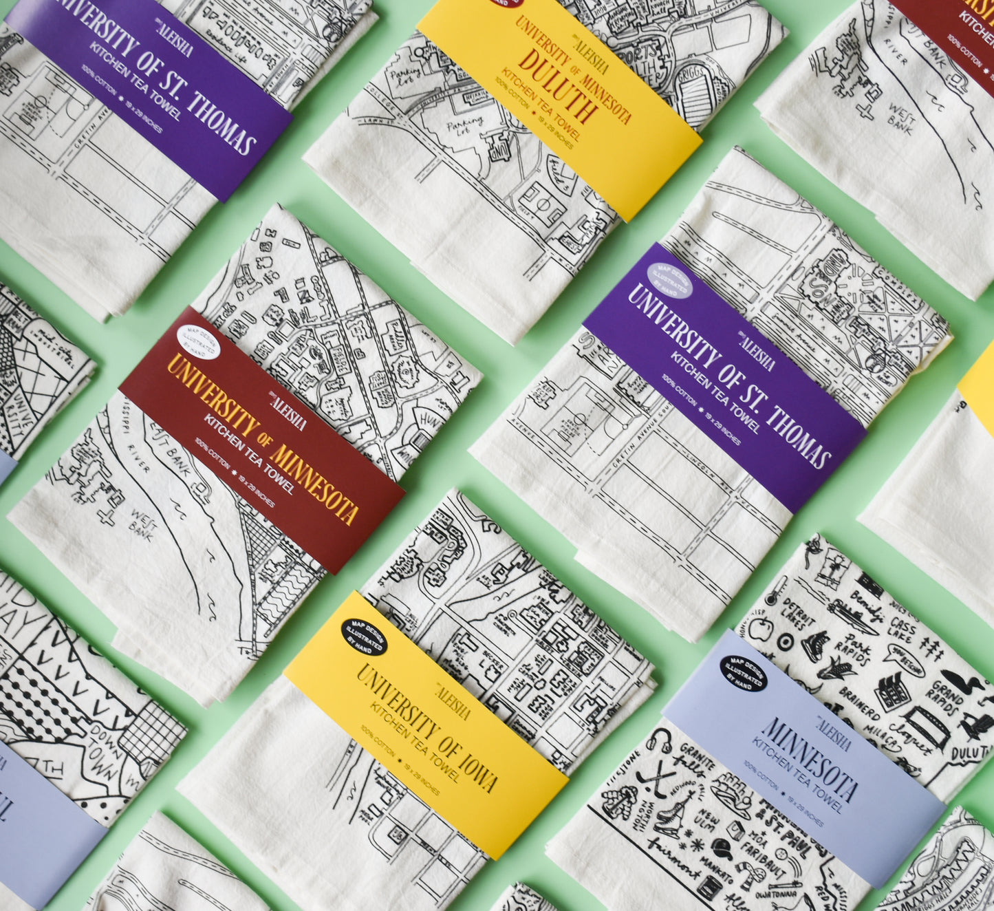 University of Minnesota Campus Map Tea Towel