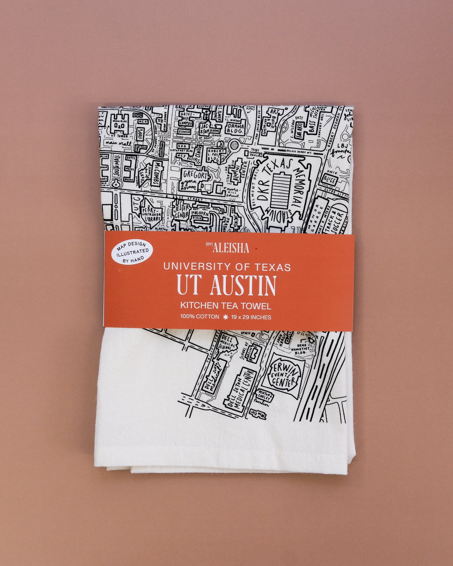 UT Austin Campus Map Tea Towel