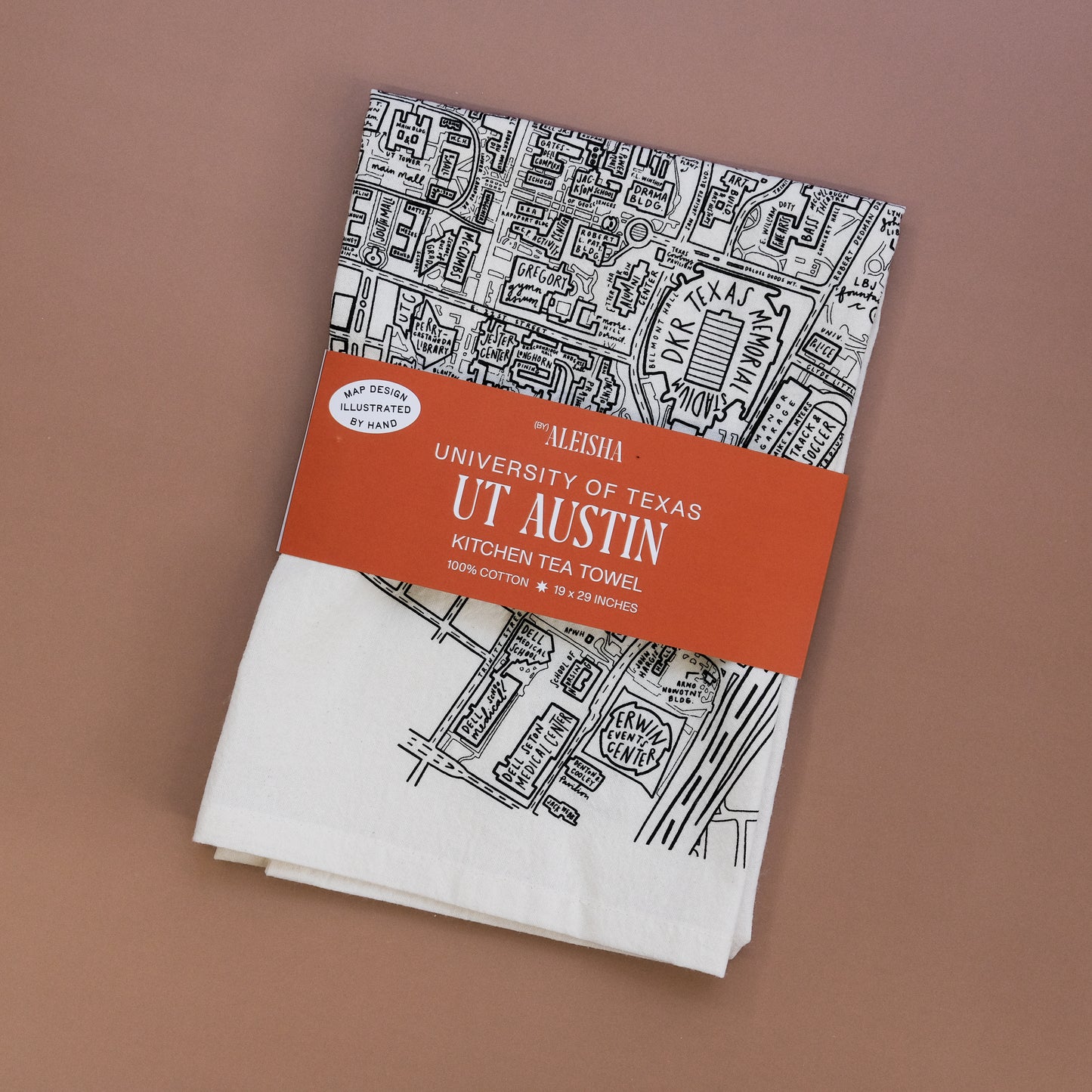UT Austin Campus Map Tea Towel