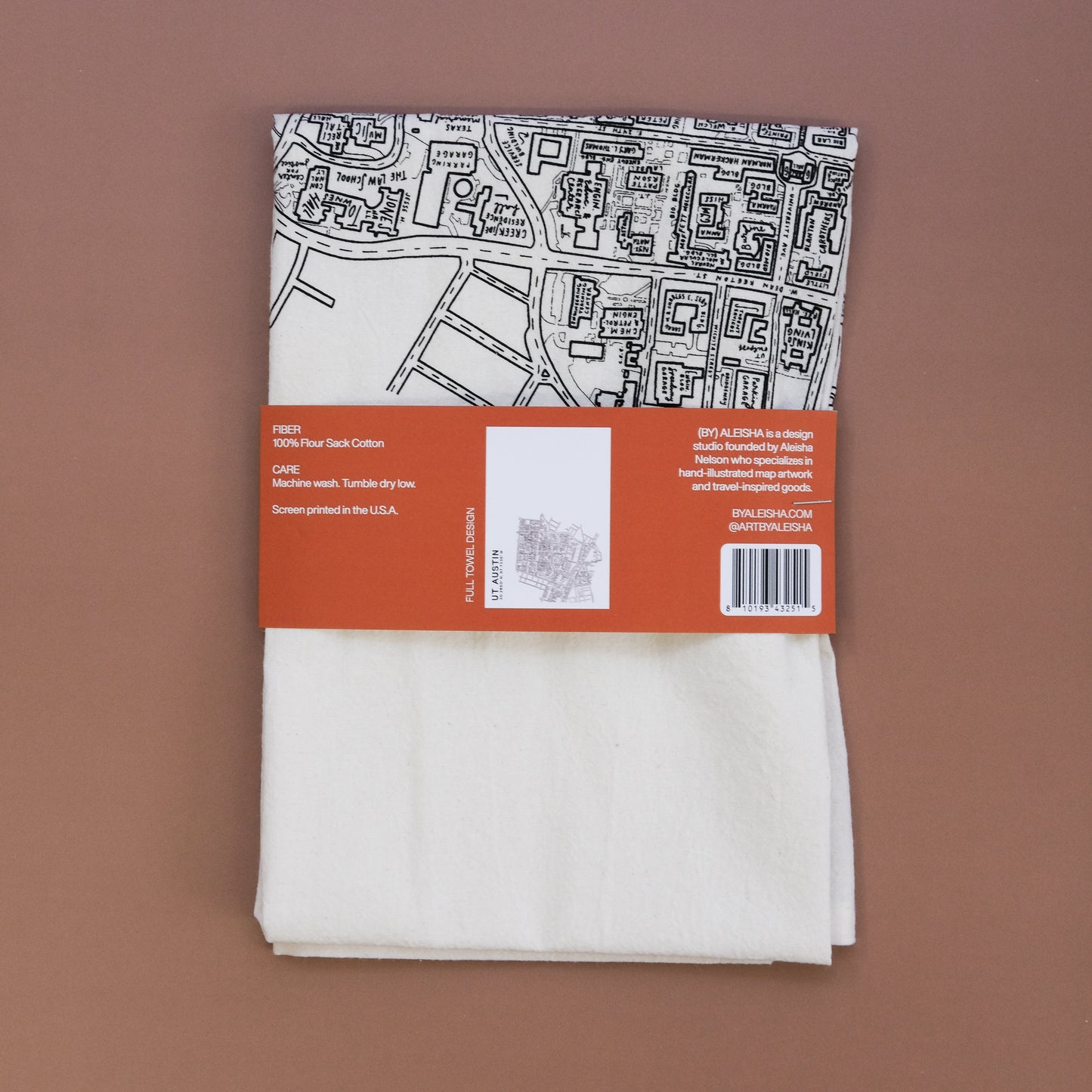 UT Austin Campus Map Tea Towel