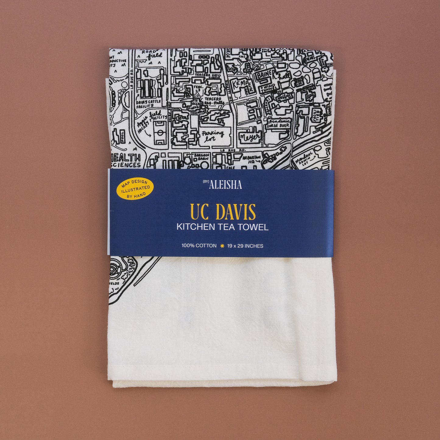 UC Davis Campus Map Tea Towel