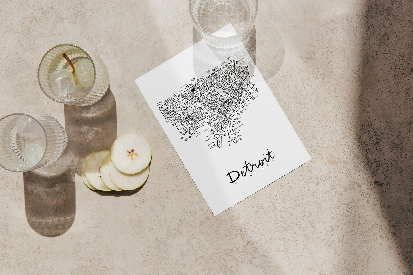 Detroit Neighborhood Map Print