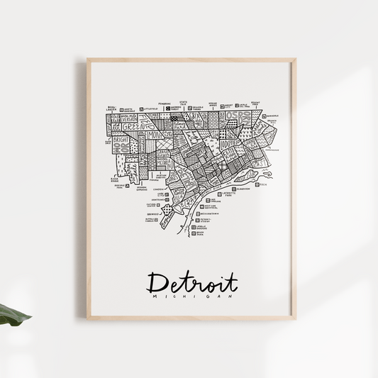 Detroit Neighborhood Map Print