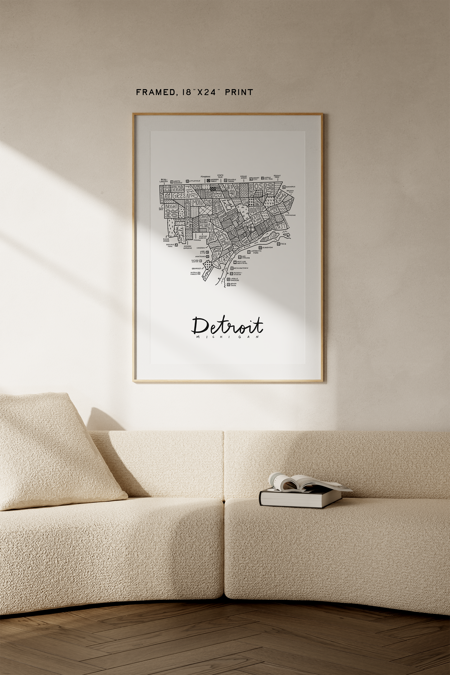 Detroit Neighborhood Map Print