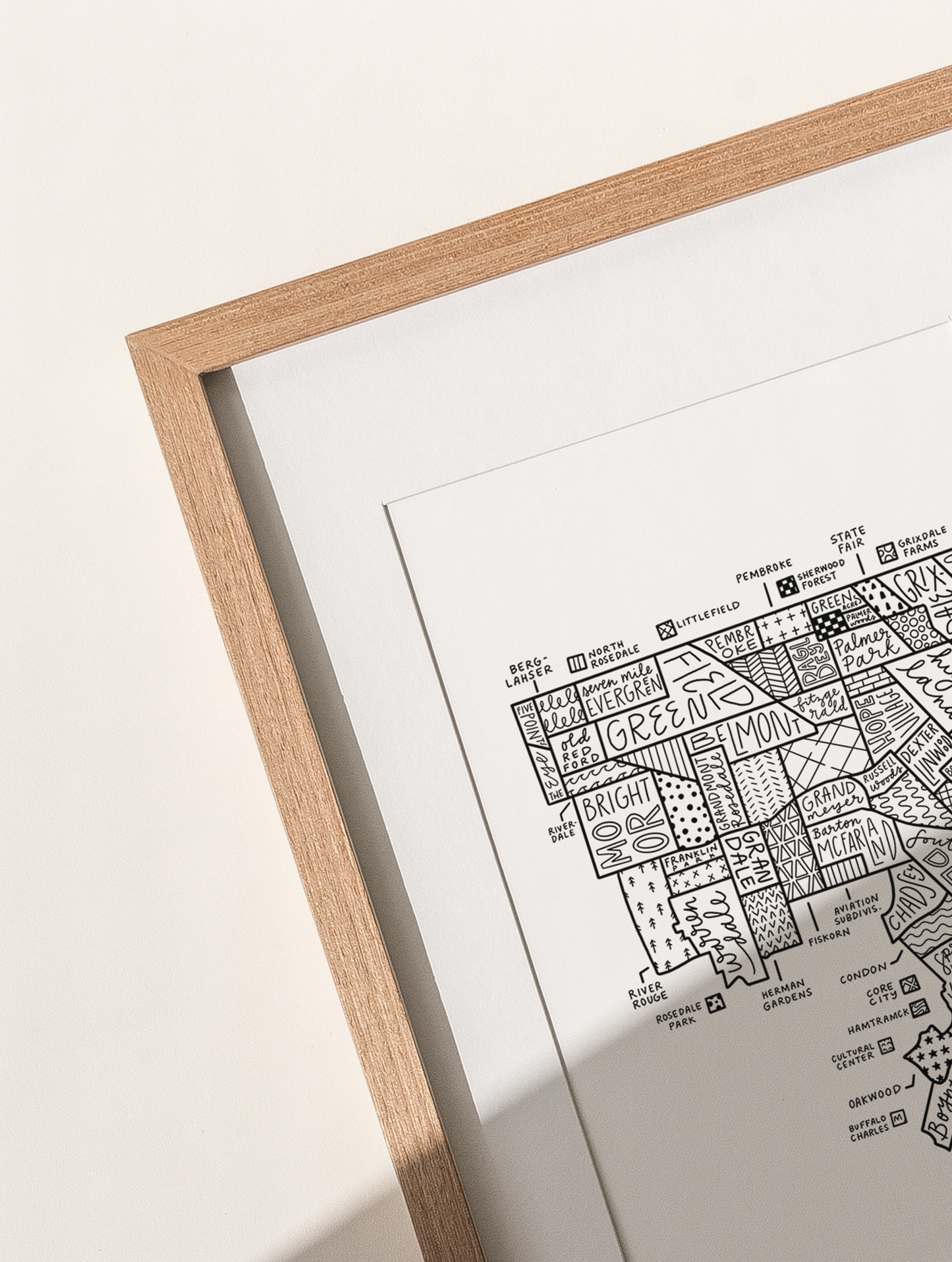 Detroit Neighborhood Map Print