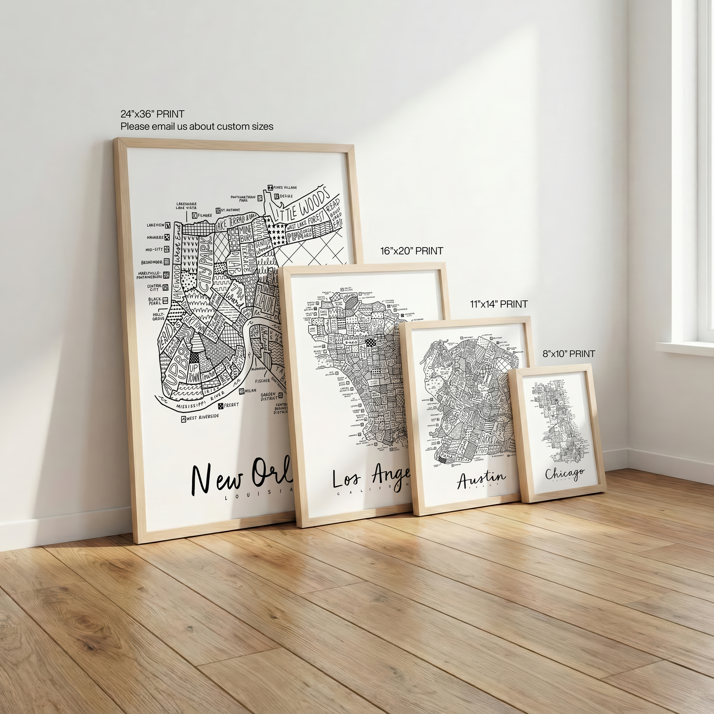 Chicago Neighborhood Map Print