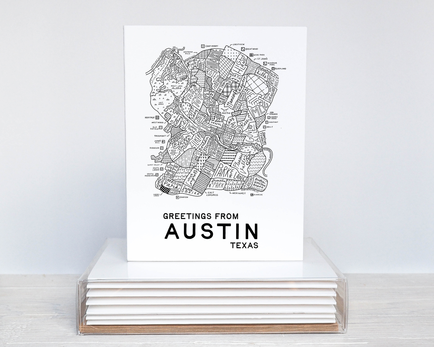 Austin, Texas Map Greeting Card