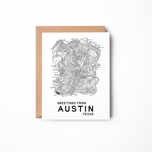 Austin, Texas Map Greeting Card