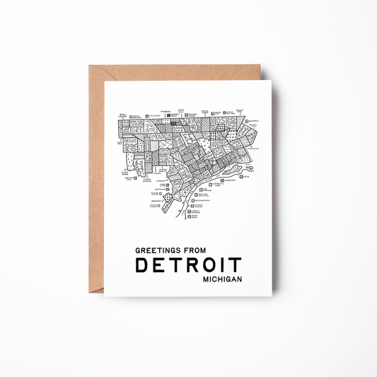 Detroit, Michigan Map Greeting Card