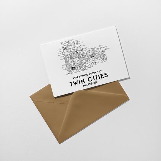 Twin Cities Map Greeting Card