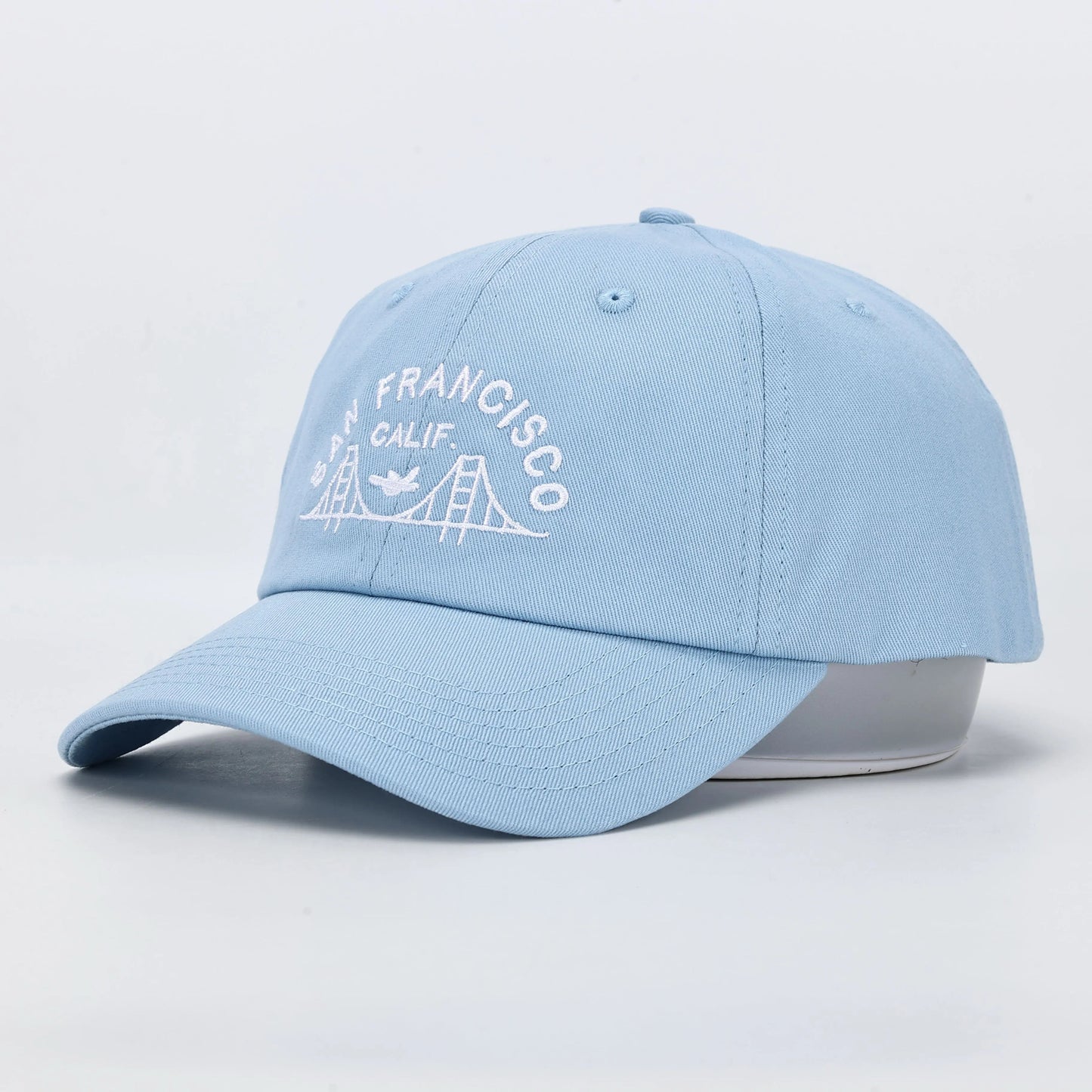 Embroidered San Francisco lettering on premium dad hat