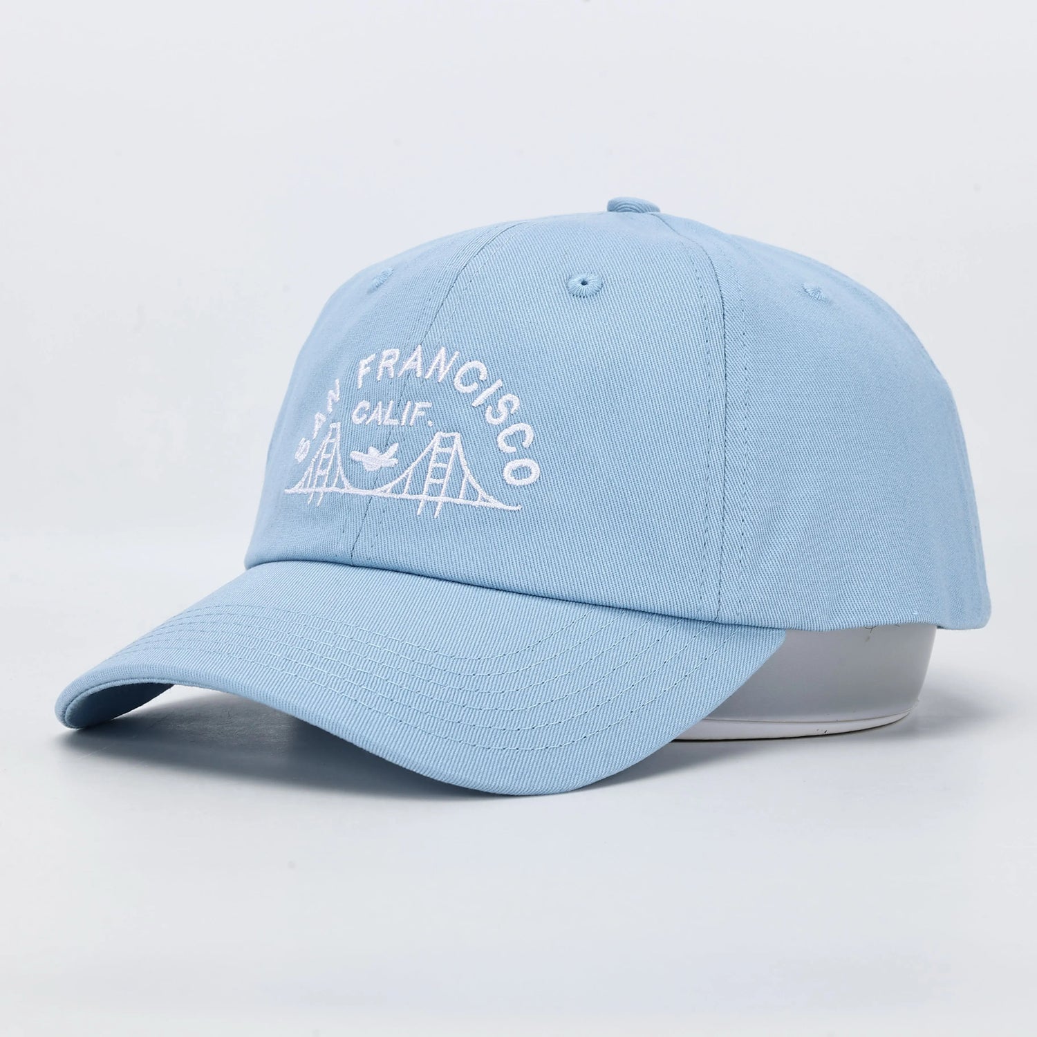 Embroidered San Francisco lettering on premium dad hat