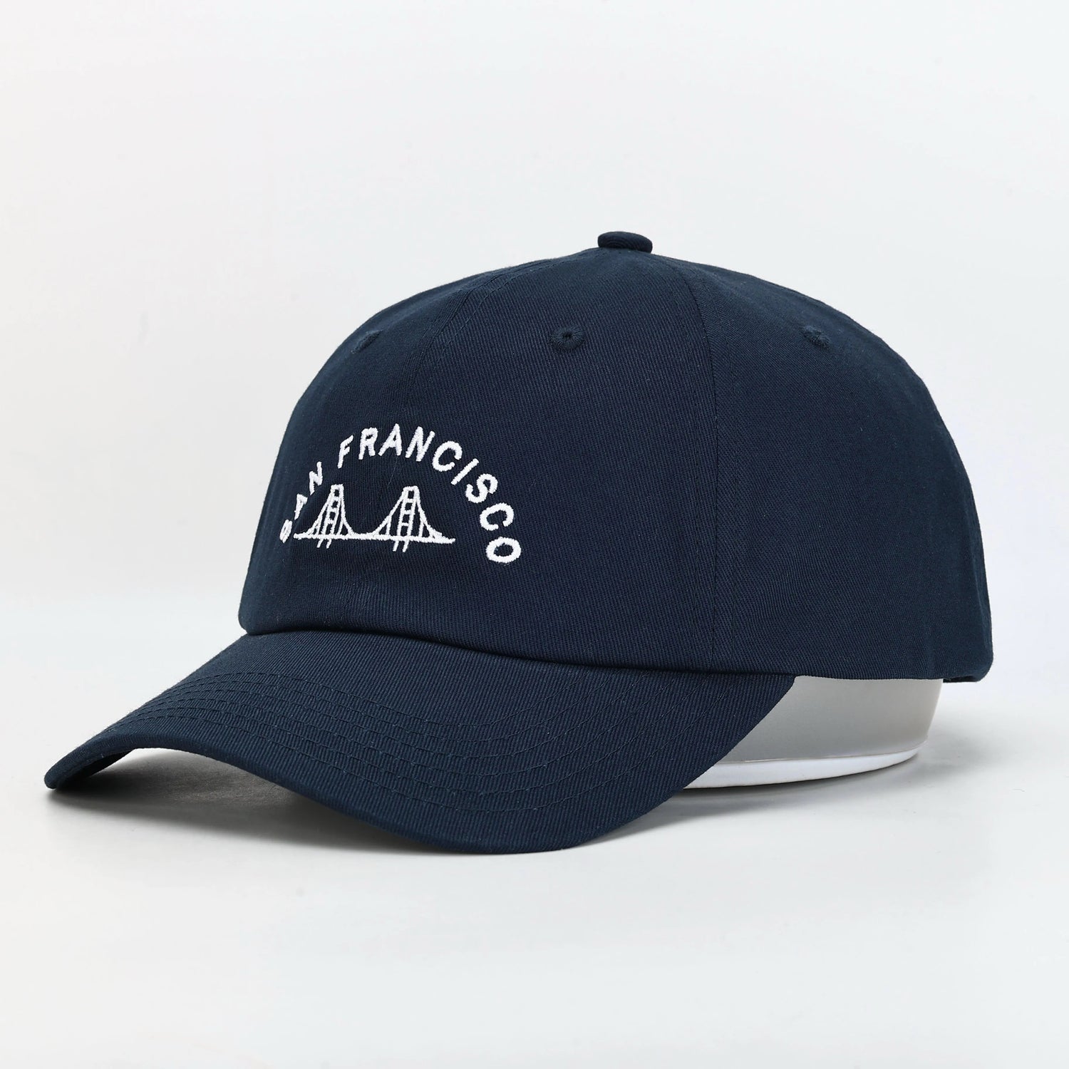 Embroidered San Francisco lettering on premium dad hat